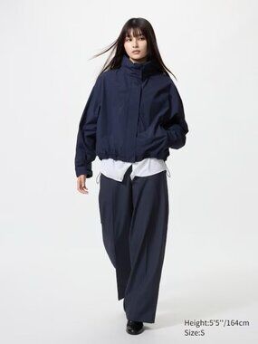 Uniqlo Black Pinstripe Wide-Leg Trousers